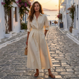 Divna - Elegantna pamučna haljina s ovratnikom