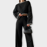 Pleteni set s cropped majicom i sofisticiranim detaljima