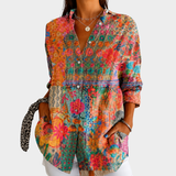 Léonie | Sunčana Poljska Cvećka Patchwork Dugmad Bluza