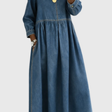 Elzbietka – Vintage farmerkaste maxi haljine