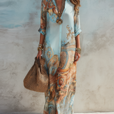 Jasmina | Elegantna Mediteranska Bluzastojna Haljina