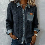 Radojka - Pleteni top s pletenicama i denim detaljima