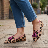 Mocassino Ginevra — Leopardo, Nappine Fuksija