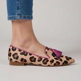Mocassino Ginevra — Leopardo, Nappine Fuksija