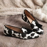 Mocassino Ginevra — Mucca Beli i Crni, Crne Pomponke