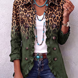 Dominique | Leopard Ombre Ruches Blazer Jakna