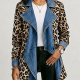 Cécile | Leopard Print & Pranje Denim Panel Jakna