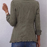 Lisette | Boho-Chic Cvjetna Izvezena Utility Ruffles Jakna