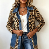 Madeleine | Leopard Print Denim Panel Contrast Longline Jakna