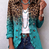 Dominique | Leopard Ombre Ruches Blazer Jakna