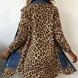 Madeleine | Leopard Print Denim Panel Contrast Longline Jakna