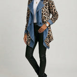 Cécile | Leopard Print & Pranje Denim Panel Jakna
