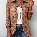 Suzanne | Vintage Bohemian Print Cvećara Geplooide Kaput