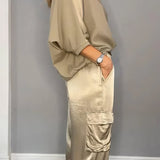 Živana | Kompletna majica od dva dela i cargo pantalone Chic